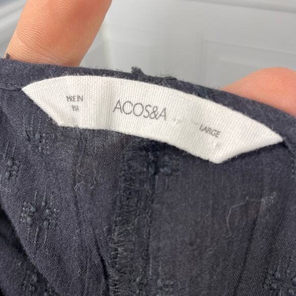 ACOS&A, Size Large, Black Blouse, Embroidered, Flutter Sleeve, Boho, Tassel - Picture 8 of 9